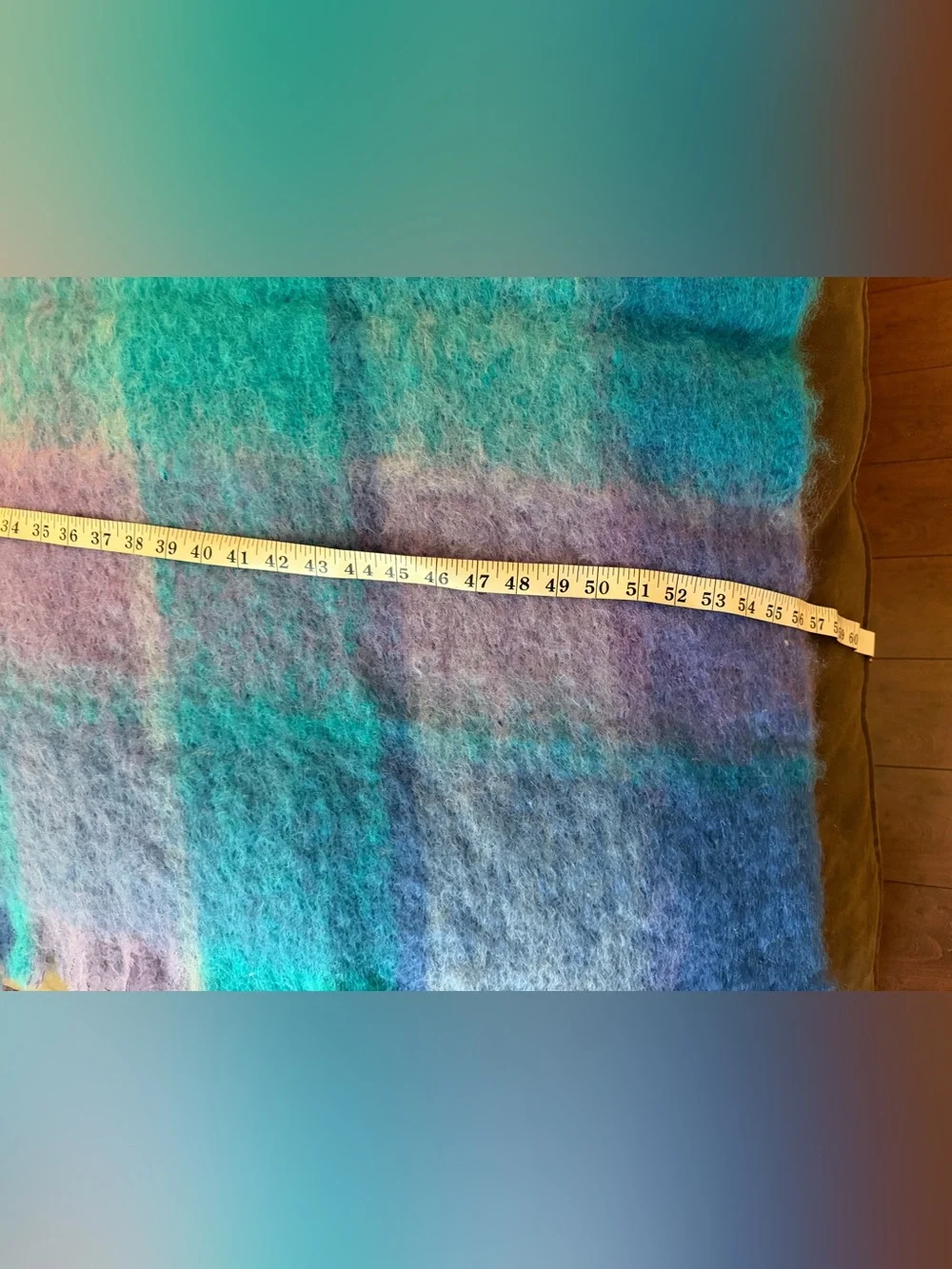 AVOCA (Ireland)Soft Plaid Mohair/wool Throw Blanket in Teal & Lavender